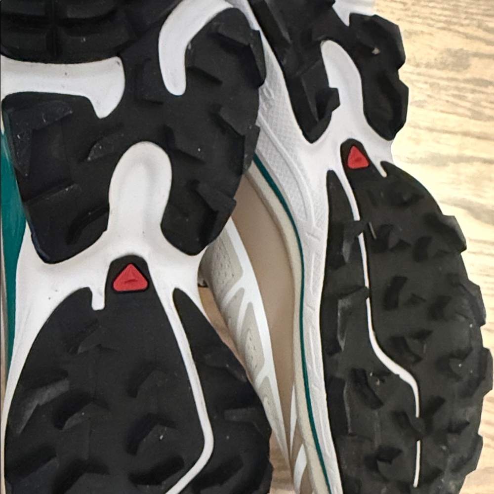 Salomon Beige Trail Sneakers with Black Laces and Teal Accent - Picture 3 of 4
